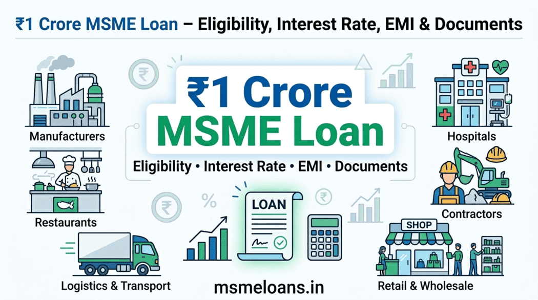 1 crore MSME loan interest rate emi tenure india