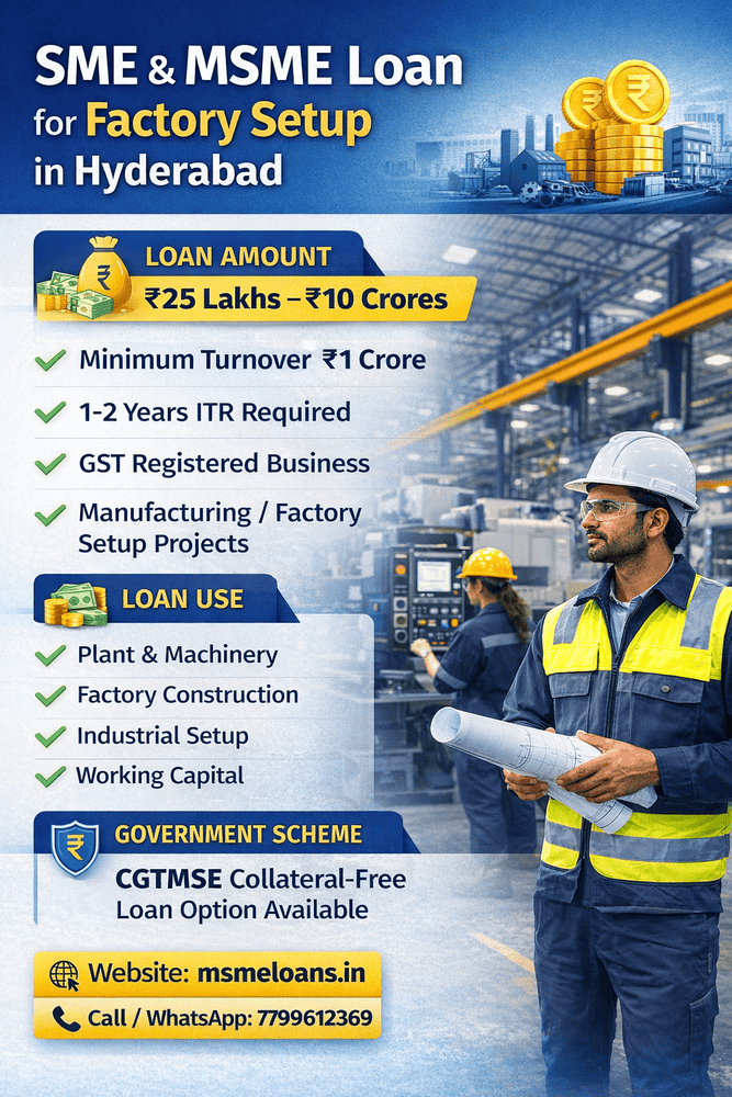 MSME SME loan for Factory setup in Hyderabad India