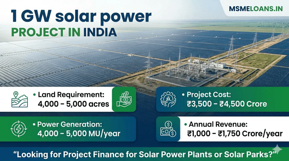 1 gigawatt solar power plant cost project finance in india