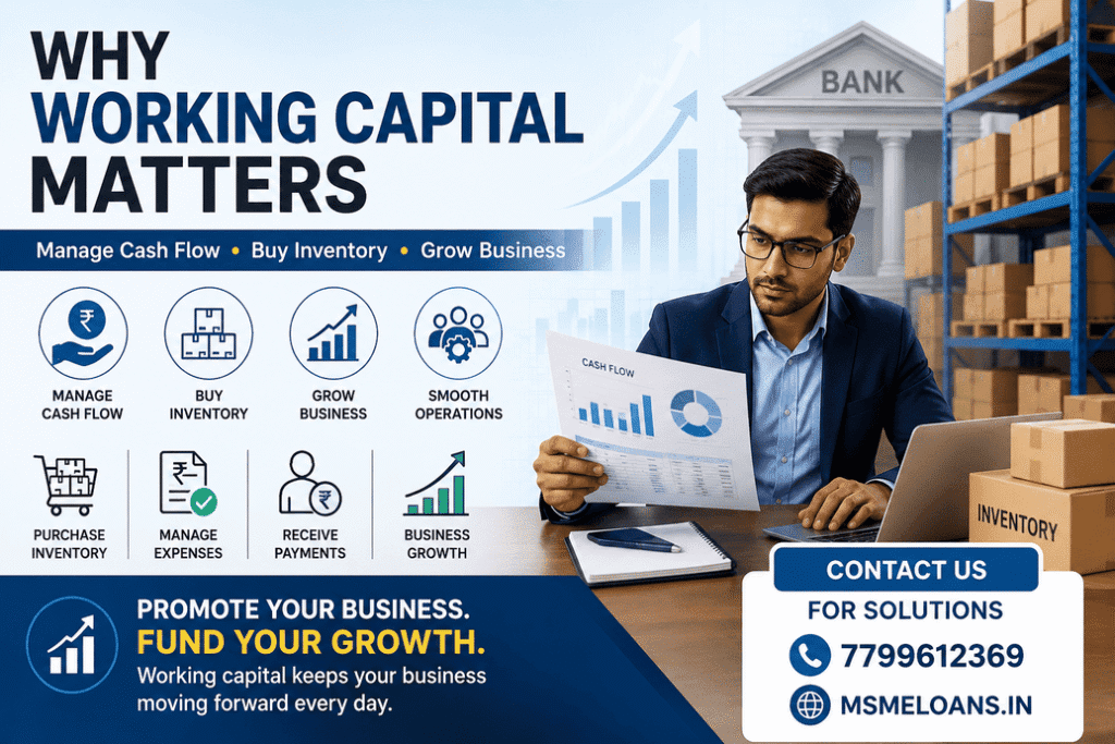 Business owner reviewing cash flow and inventory reports, showing why working capital is important for business operations, inventory management, and growth.