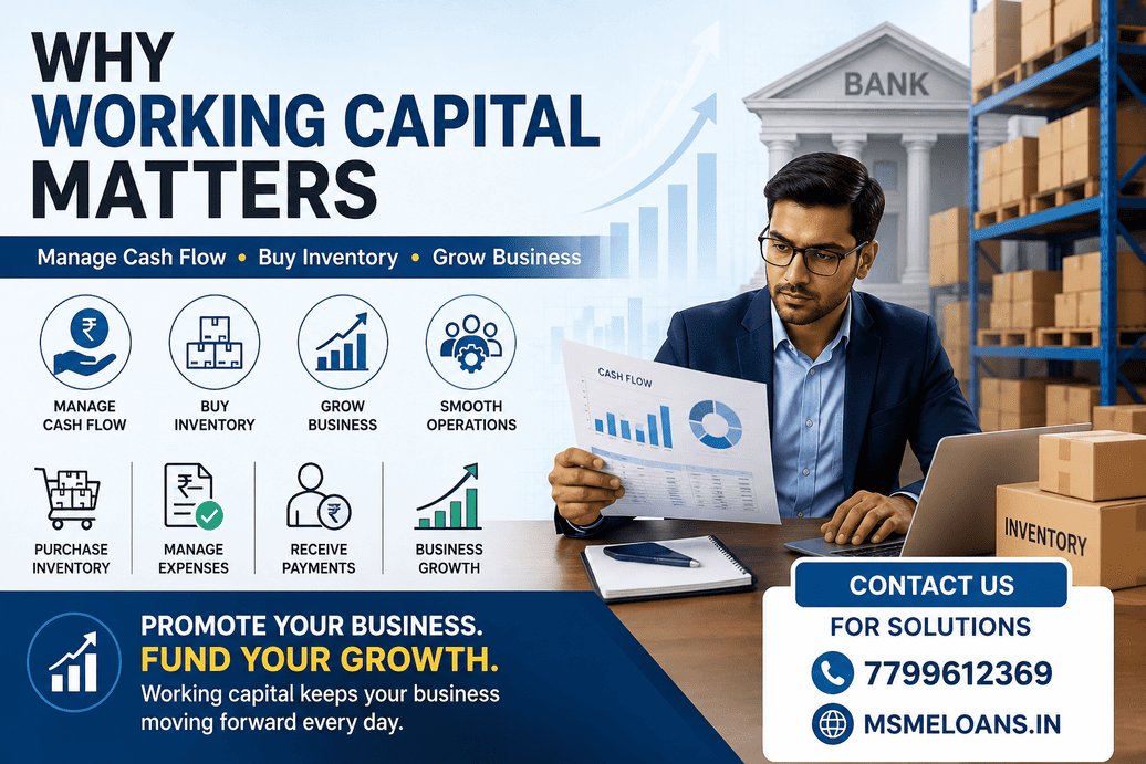 Business owner reviewing cash flow and inventory reports, showing why working capital is important for business operations, inventory management, and growth.